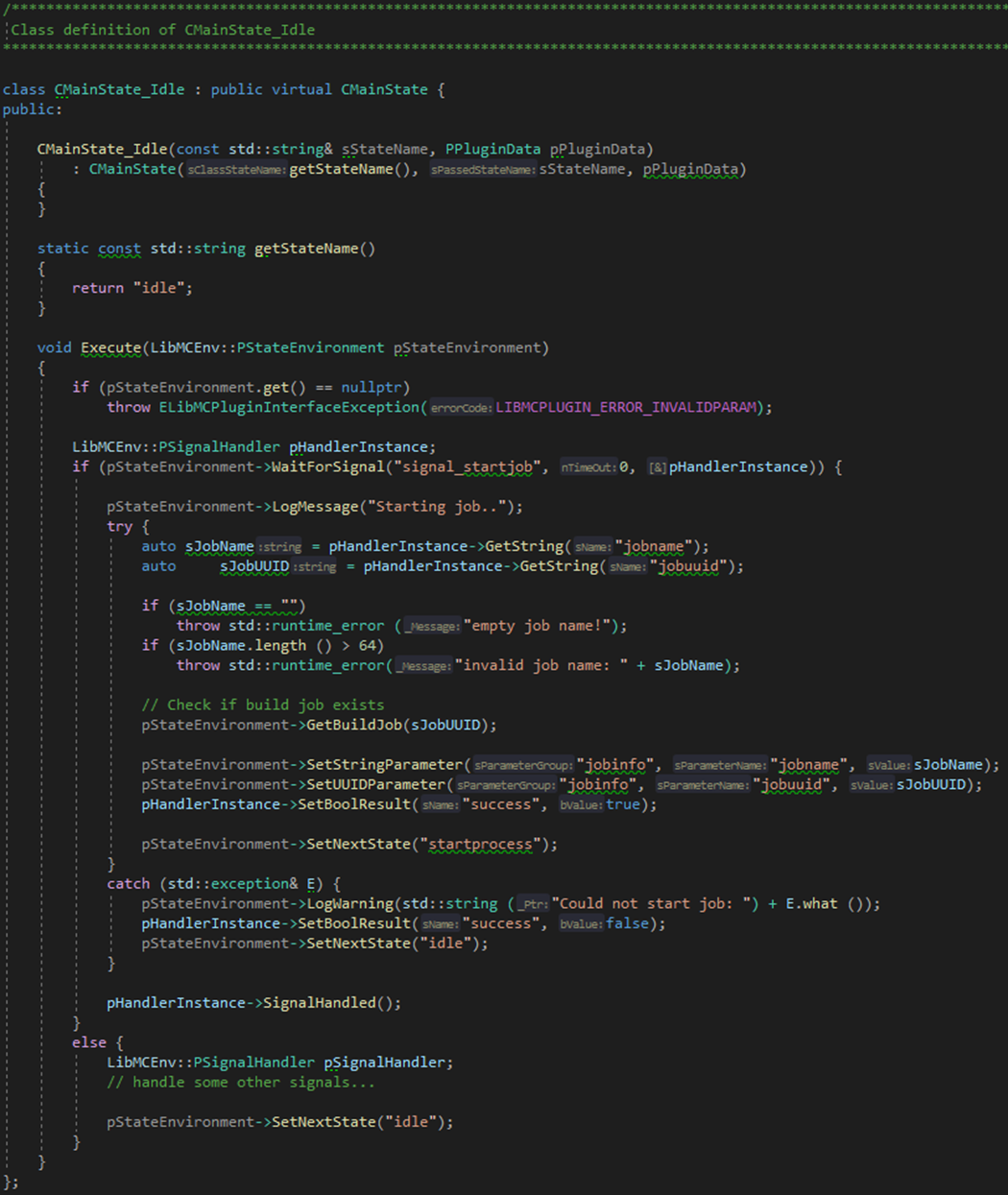 AMCF Statemachine Main State Idle